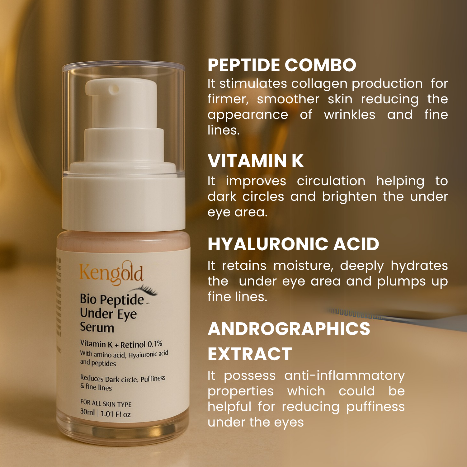 Bio-Peptide Under Eye Serum for Dark Circles for Women and Men