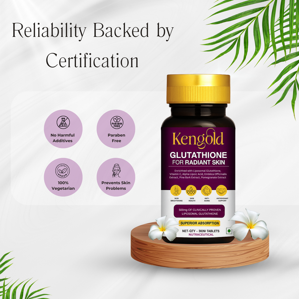 Kengold Liposomal-500mg Glutathione Tablets for Radiant, Glowing Skin