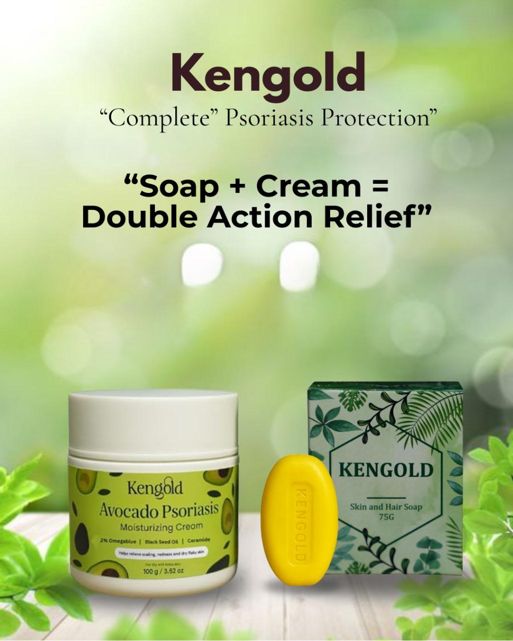 Psoriasis Skin and Hair Cure Combo (Hair & Skin Soap + Avocado Moisturizing Cream + Psoriasis Moisturizing Cream for Skin)