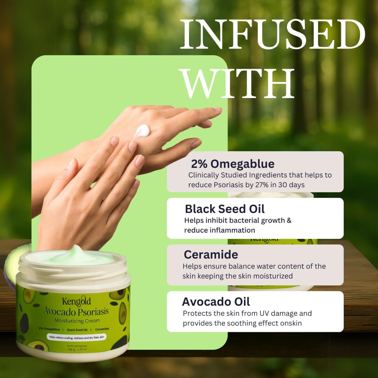 Avocado Psoriasis  Moisturizing Cream with Omega Blue, Black seed oil & Ceramides
