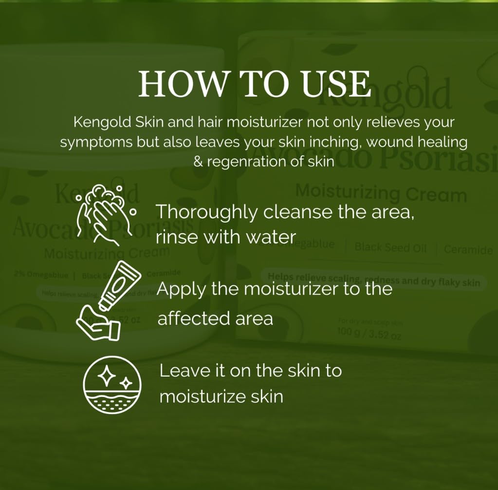 Kengold Avocado Psoriasis Moisturizing Cream for Dry & Flaky Skin.