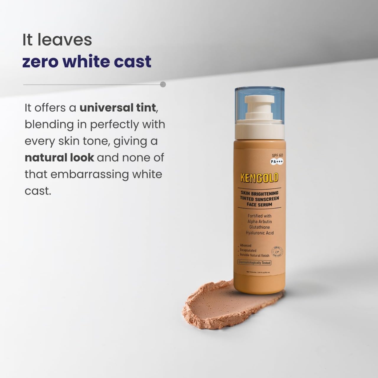 Tinted Skin brightening Sunscreen Serum SPF 60 PA++++ for All Skin Types
