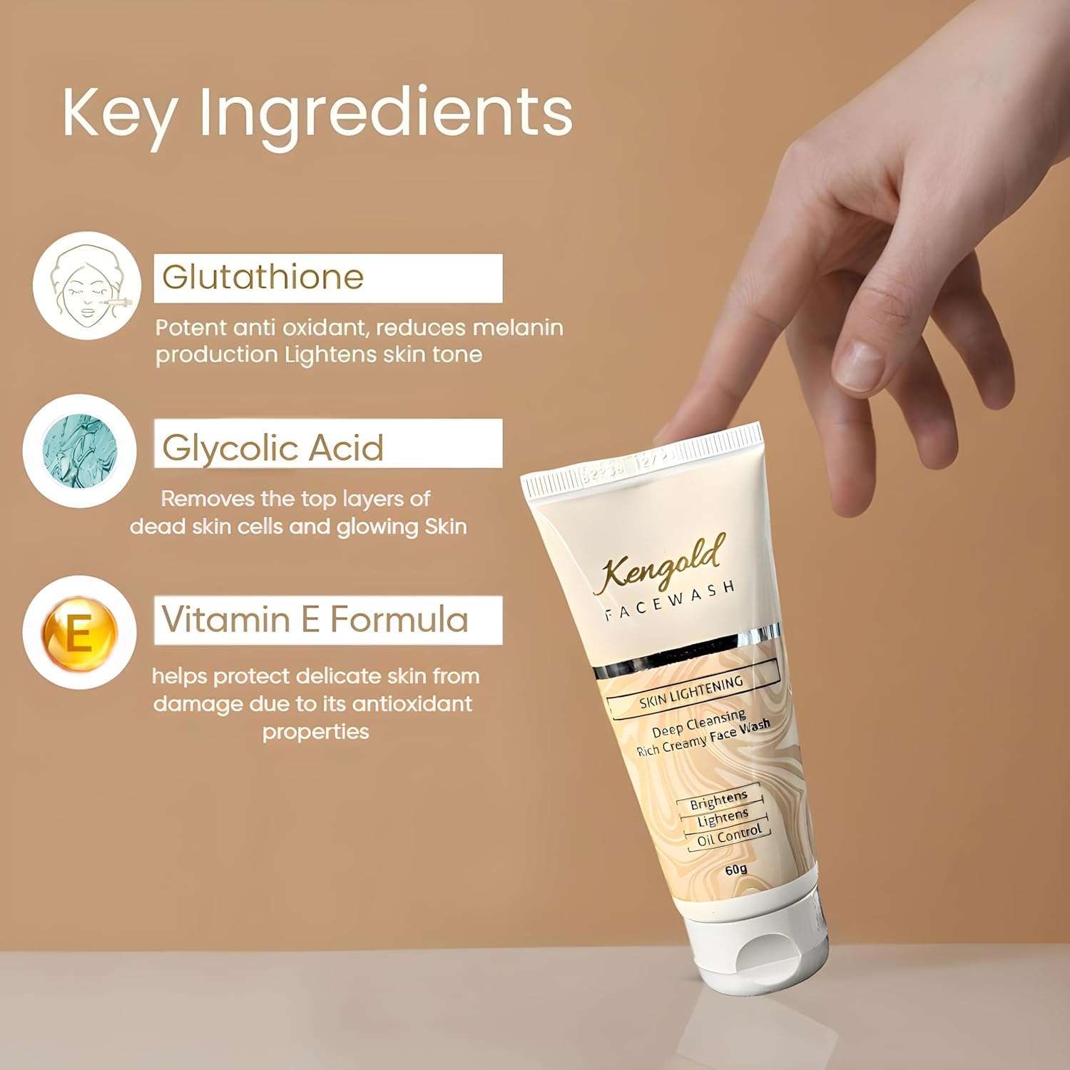 KENGOLD Glutathione DeTan Skin Lightening Facewash.