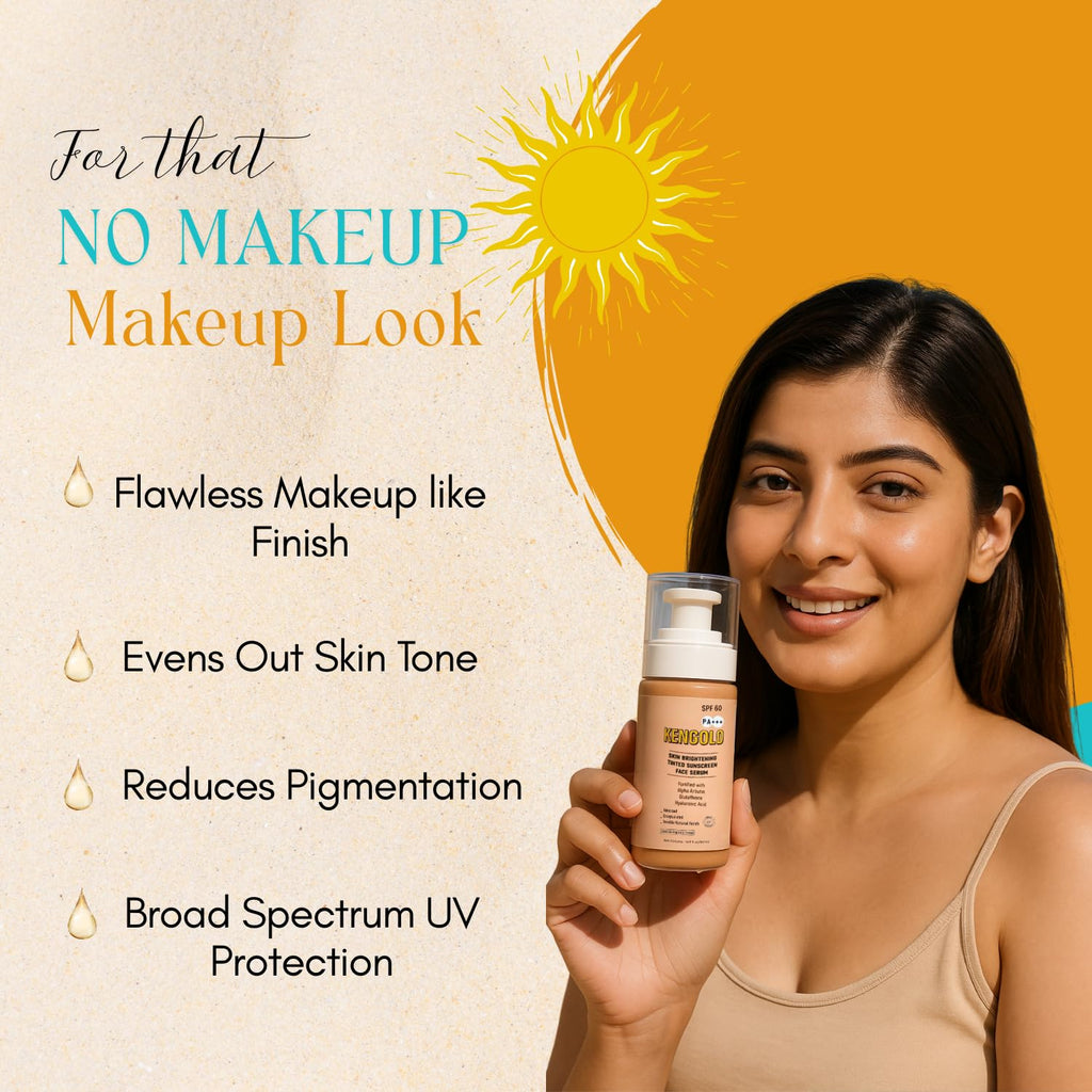 Tinted Skin brightening Sunscreen Serum SPF 60 PA++++ for All Skin Types