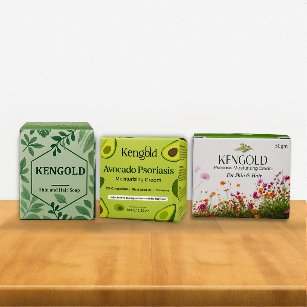 Psoriasis Skin and Hair Cure Combo (Hair & Skin Soap + Avocado Moisturizing Cream + Psoriasis Moisturizing Cream for Skin)