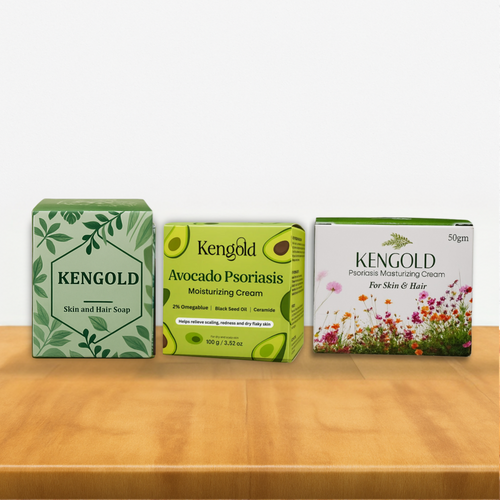 Psoriasis Skin and Hair Cure Combo (Hair & Skin Soap + Avocado Moisturizing Cream + Psoriasis Moisturizing Cream for Skin)